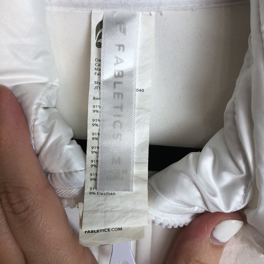 Fabletics White Jacket With Removable Hood Size M… - image 5